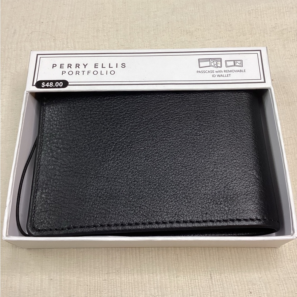 Perry Ellis Black Premium Leather Wallet